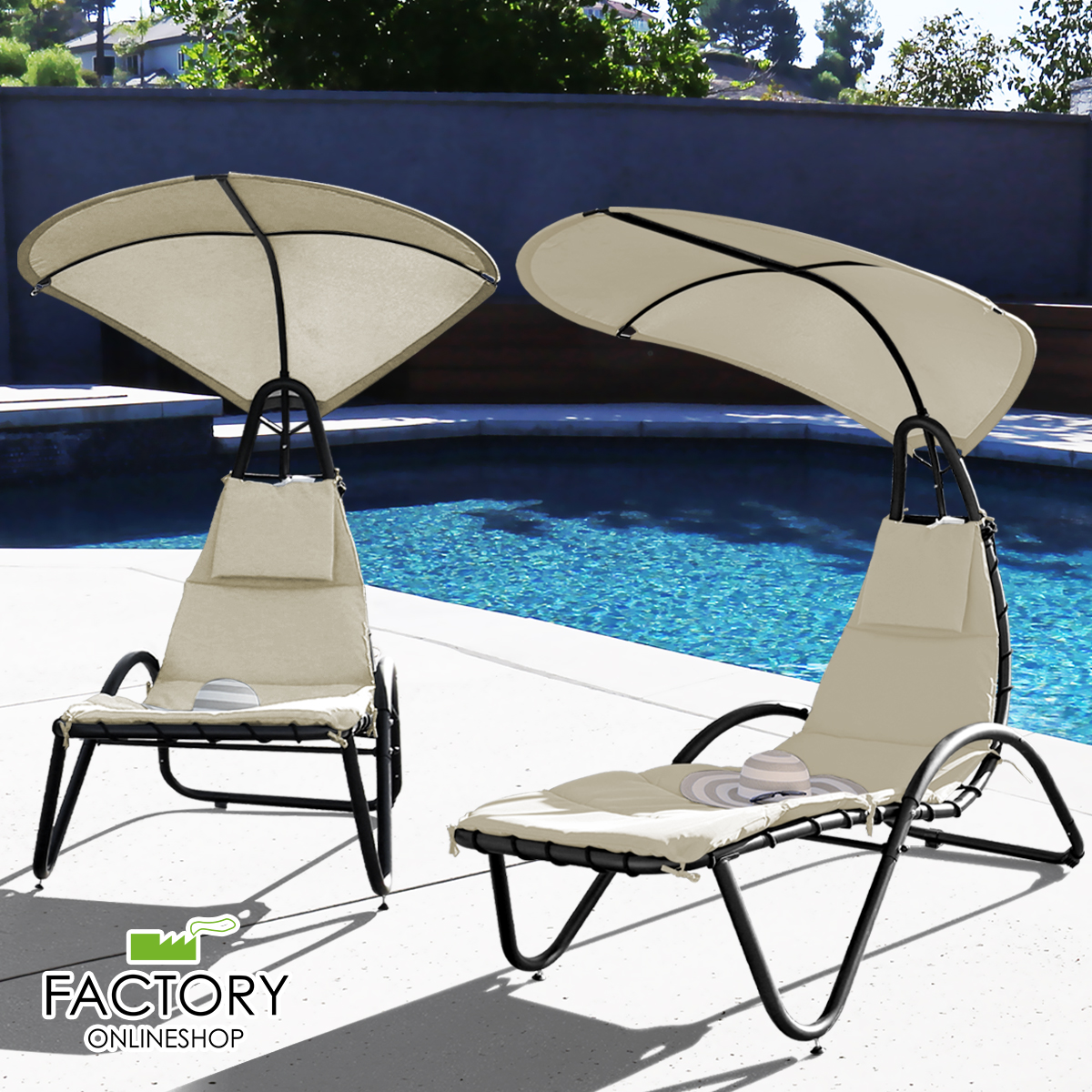 2x Silla Colgante Silla de Salón Exterior Hamaca Tumbona Patio Silla Sombra Dosel - Imagen 2 de 49
