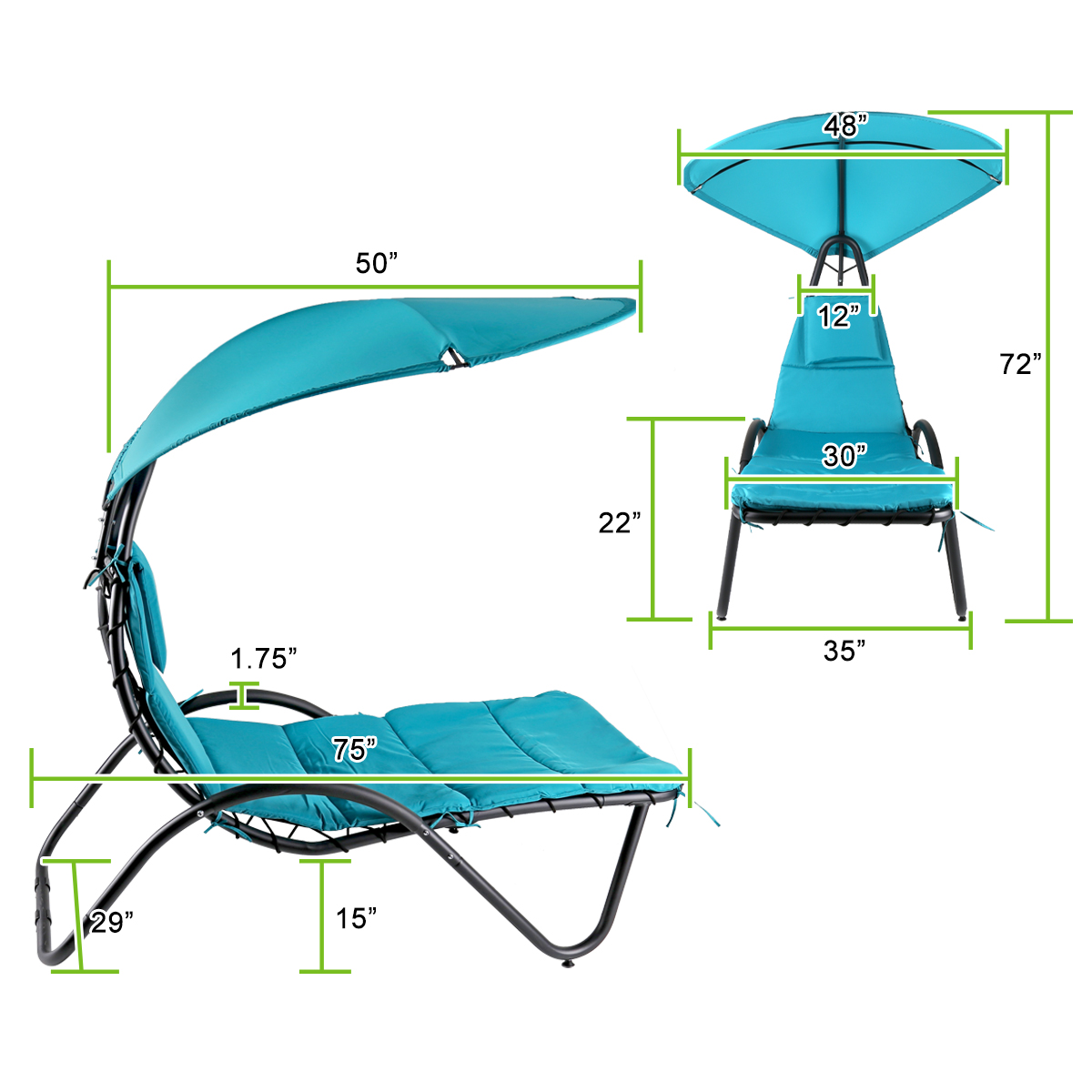 2x Silla Colgante Silla de Salón Exterior Hamaca Tumbona Patio Silla Sombra Dosel - Imagen 16 de 49