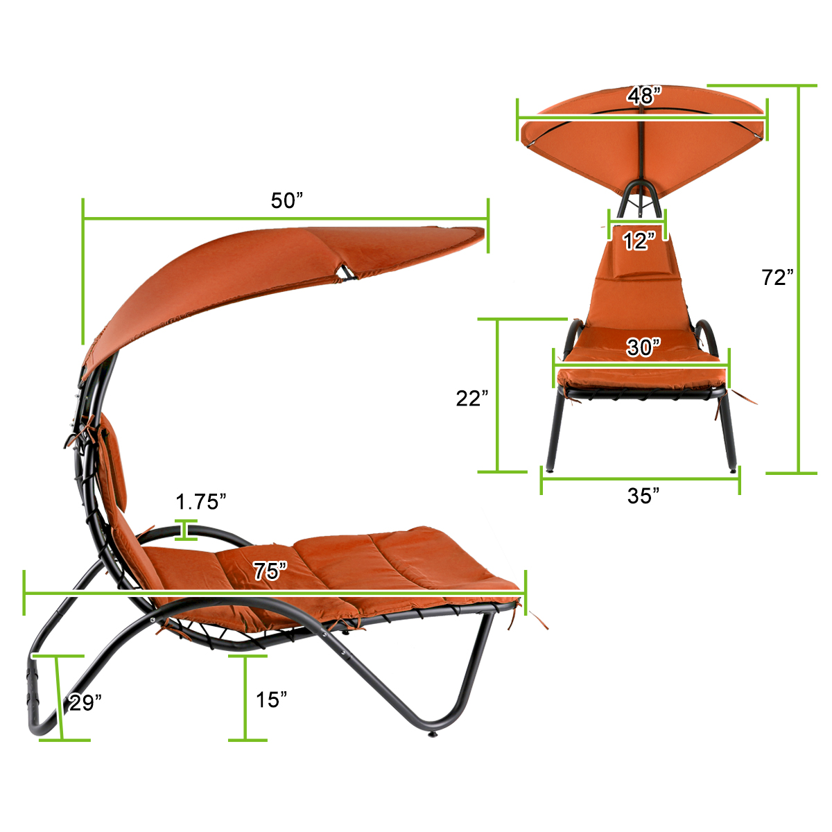 2x Silla Colgante Silla de Salón Exterior Hamaca Tumbona Patio Silla Sombra Dosel - Imagen 40 de 49
