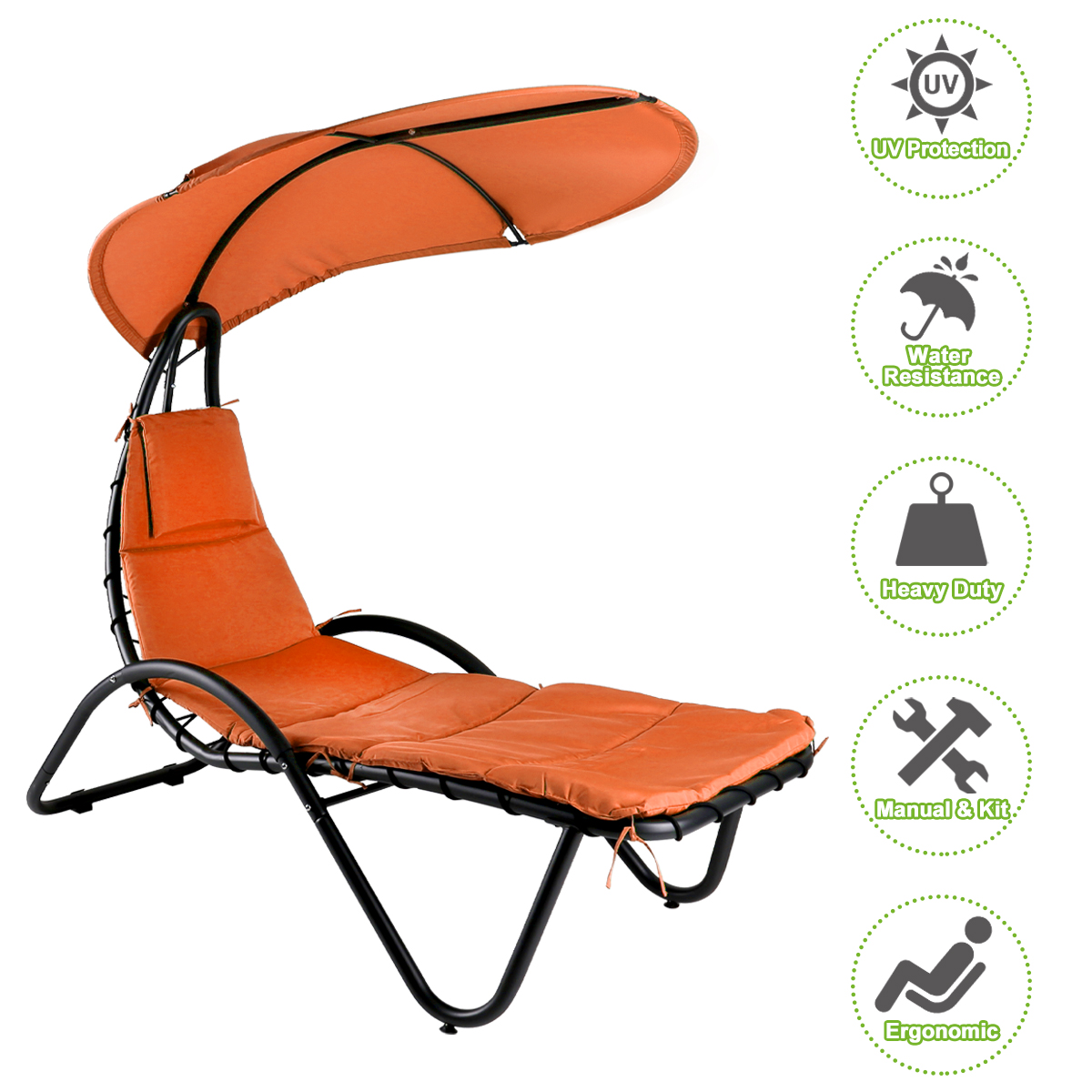 2x Silla Colgante Silla de Salón Exterior Hamaca Tumbona Patio Silla Sombra Dosel - Imagen 39 de 49