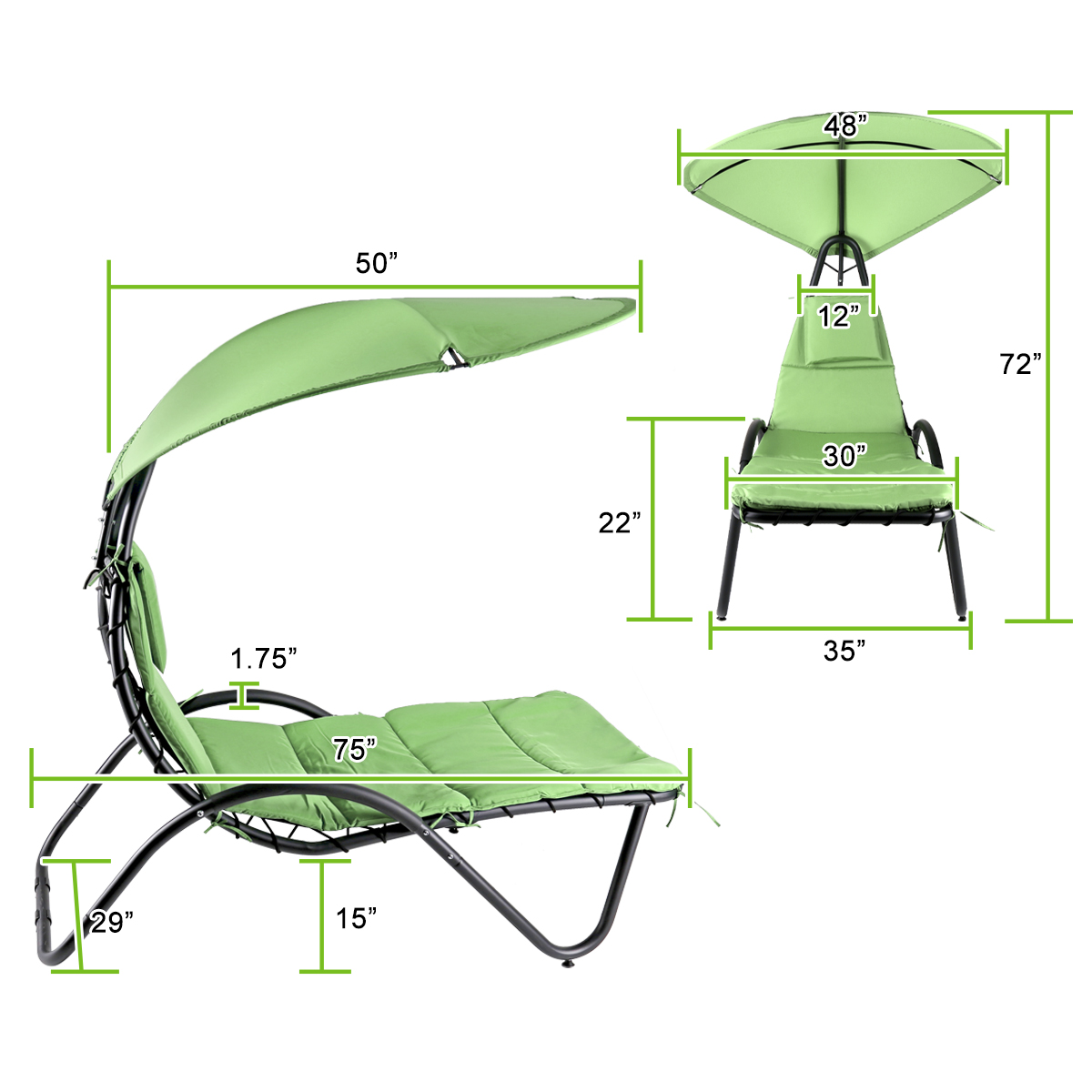 2x Silla Colgante Silla de Salón Exterior Hamaca Tumbona Patio Silla Sombra Dosel - Imagen 28 de 49