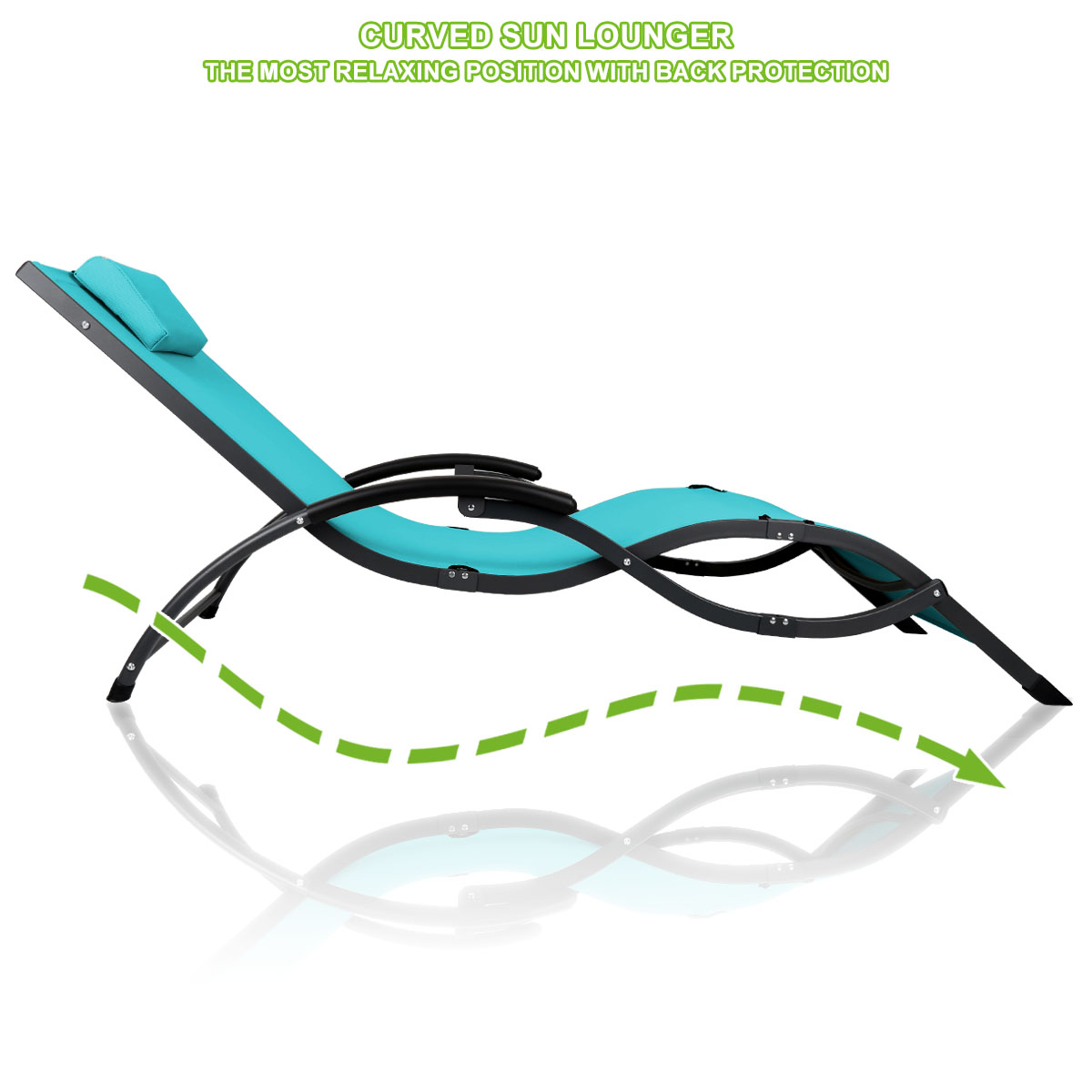 2x Outdoor Chaise Lounge Chair Patio Reclining Folding Beach Sun Lounger Pool - Picture 26 of 31