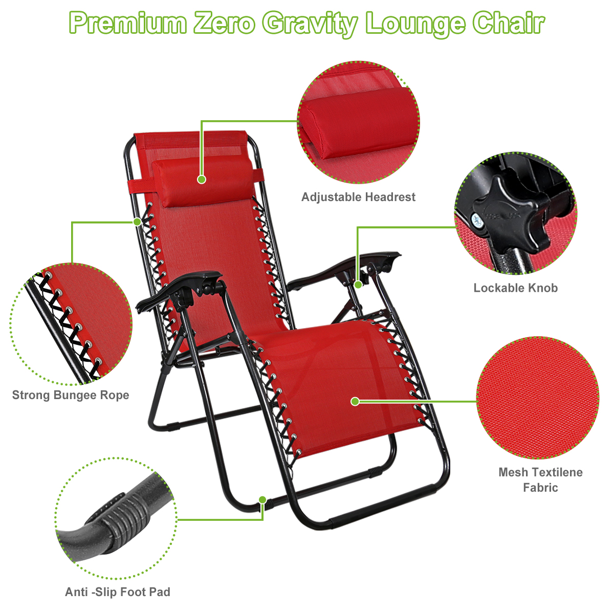 Set of 2 Zero Gravity Chairs Folding Lounger Beach Outdoor Patio Recliner Chair - Picture 35 of 52