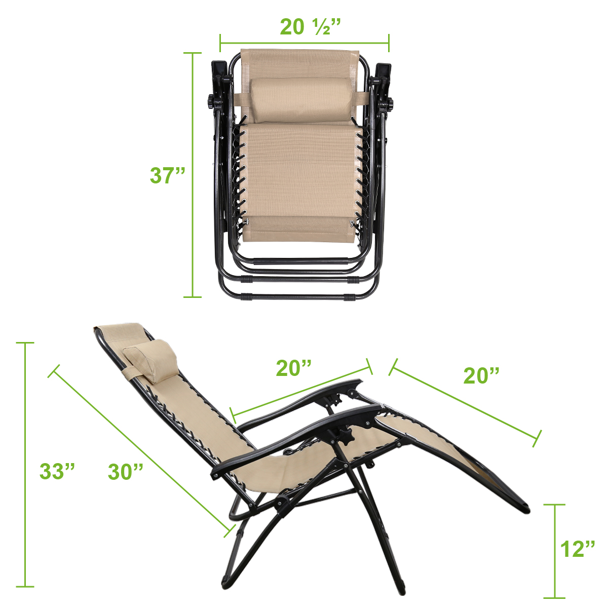 Set of 2 Zero Gravity Chairs Folding Lounger Beach Outdoor Patio Recliner Chair - Picture 44 of 52