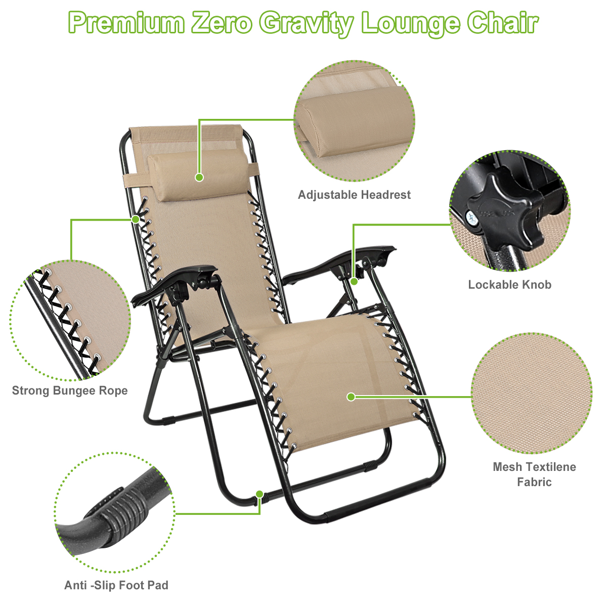 Set of 2 Zero Gravity Chairs Folding Lounger Beach Outdoor Patio Recliner Chair - Picture 45 of 52