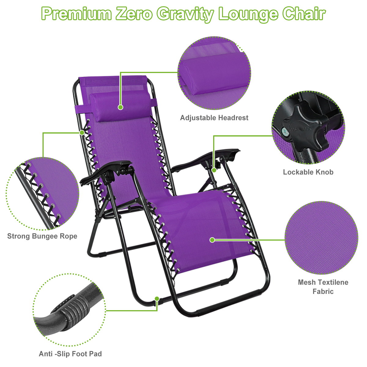 Set of 2 Zero Gravity Chairs Folding Lounger Beach Outdoor Patio Recliner Chair - Picture 25 of 52