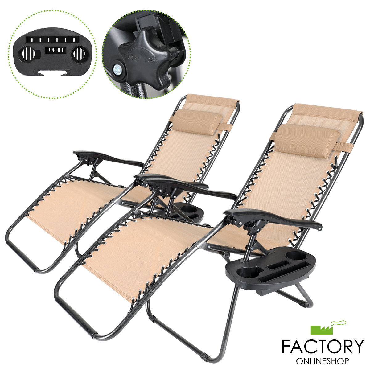 S Folding Recliner Outdoor Beach Patio Lounge W/cup Holder