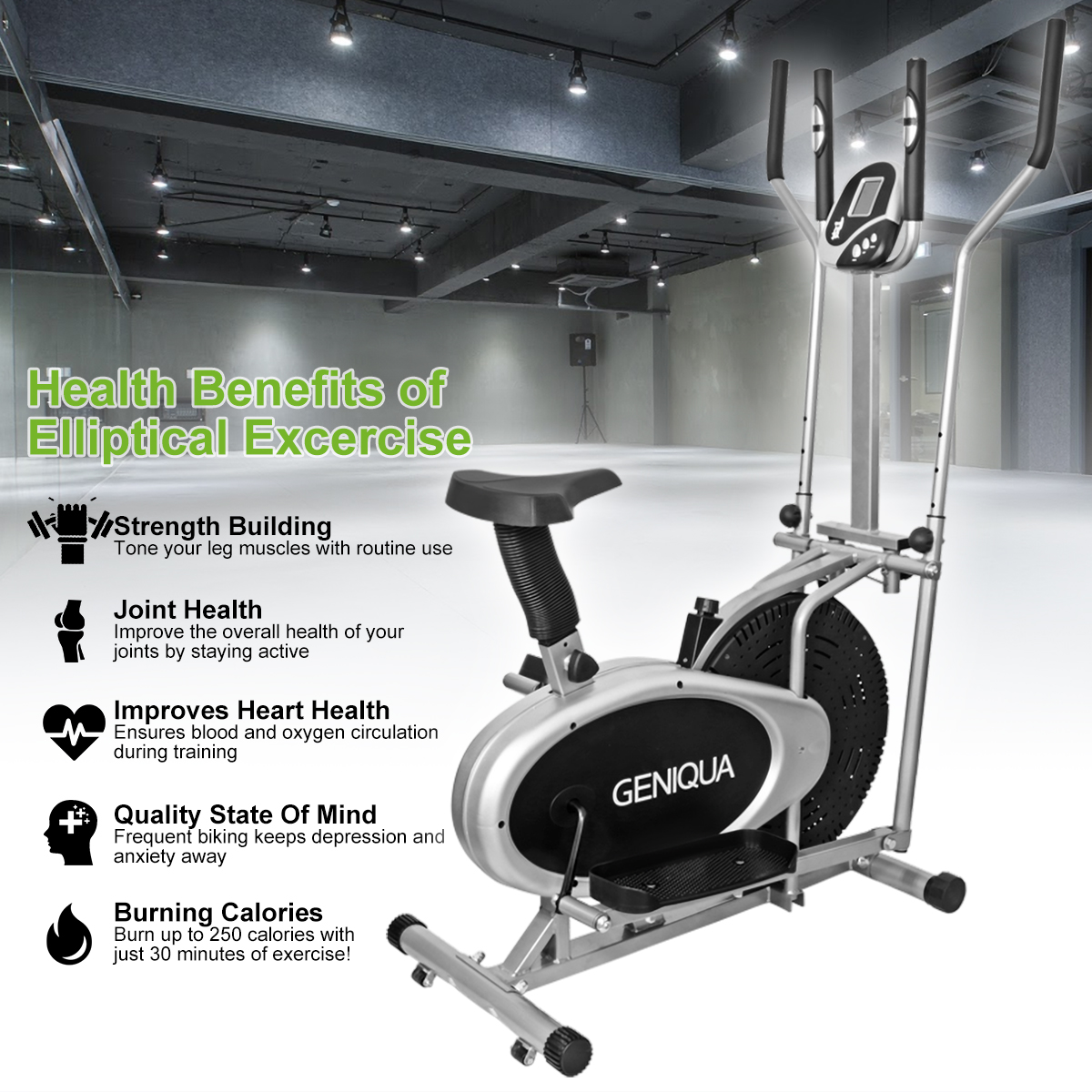 2 in 1 Elliptical Bike Cross Trainer Exercise Machine