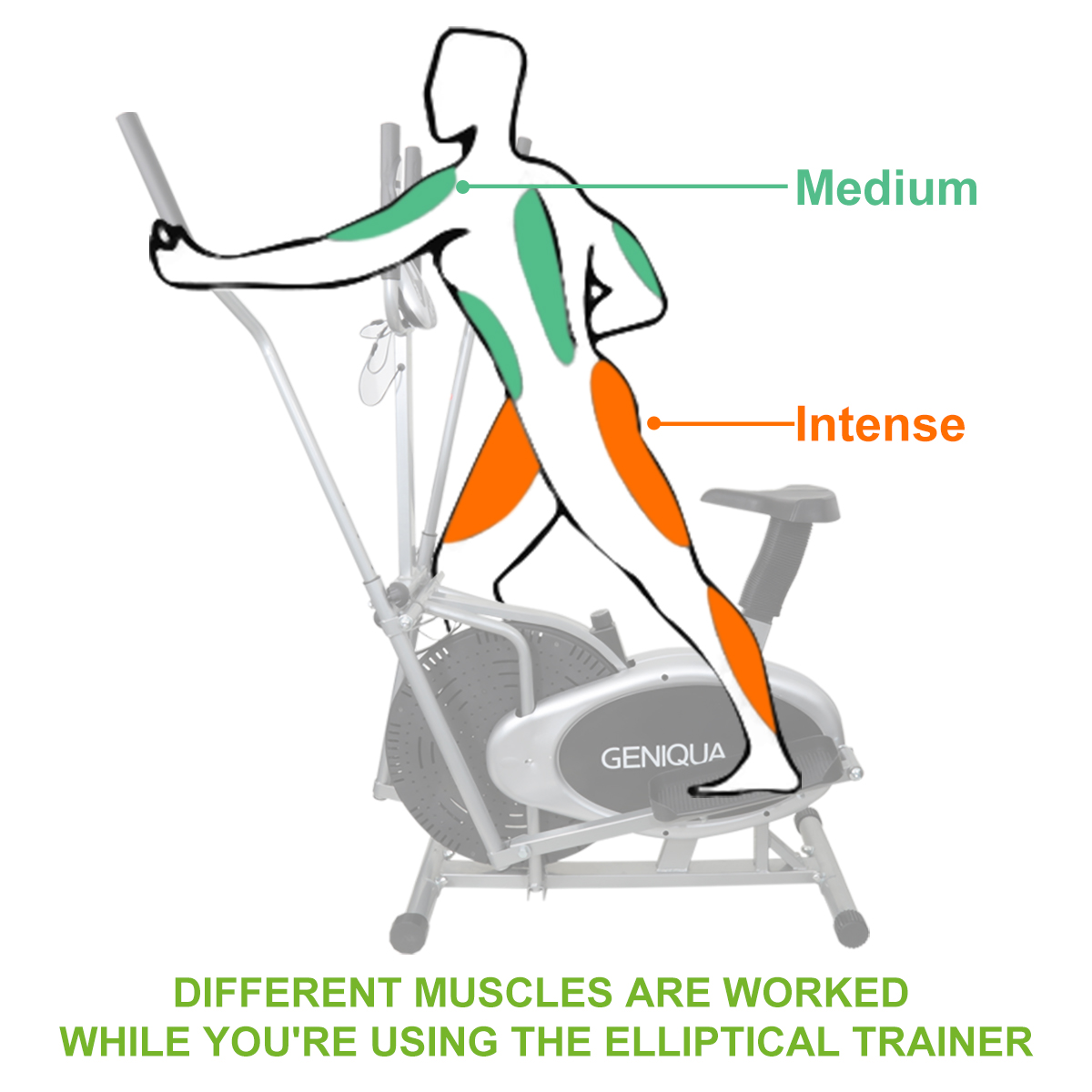 2 in 1 Elliptical Bike Cross Trainer Exercise Fitness Workout Gym