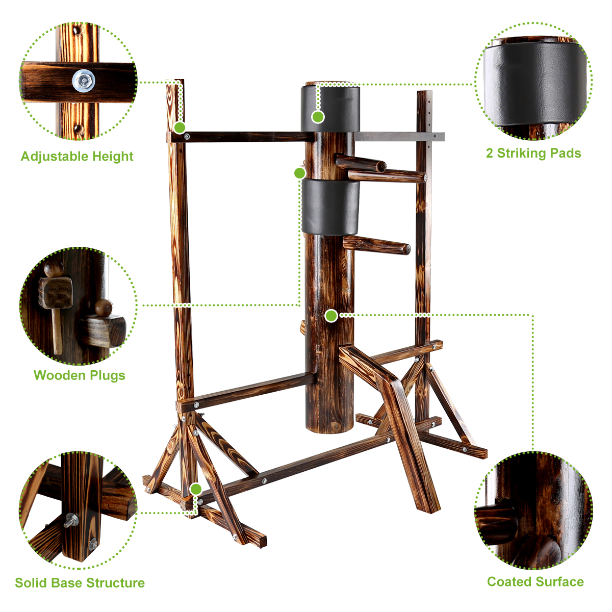 Wood Wing Chun Adjustable Frame Target Man Training Dummy Martial Arts