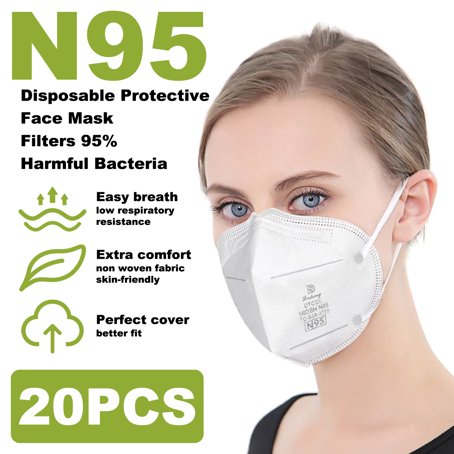 Dasheng DTC3X 20400 Pcs N95 Protective Face Mask BFE 95 Disposable