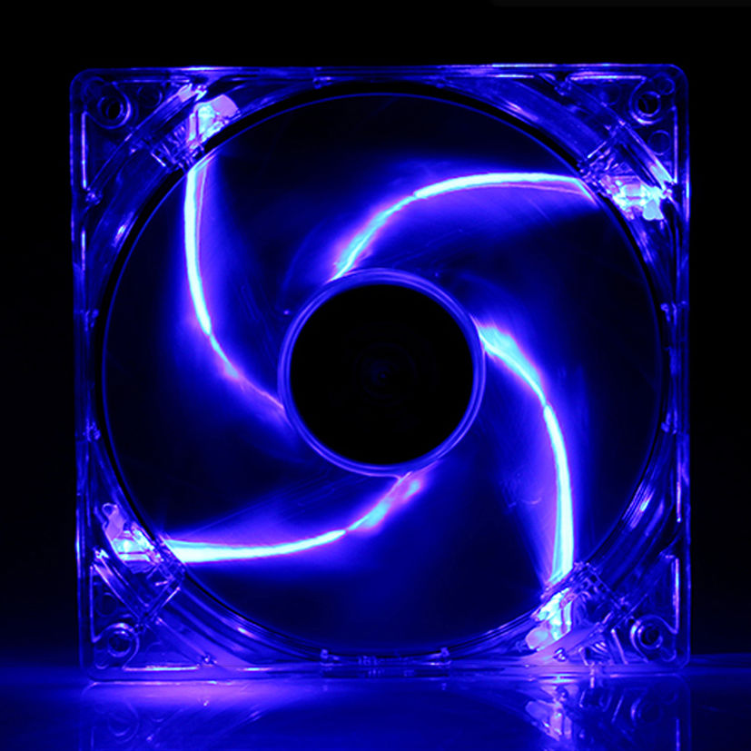 Blue Quad 4-LED Light Neon Quite Clear 80mm PC Computer Case Cooling Fan Mod