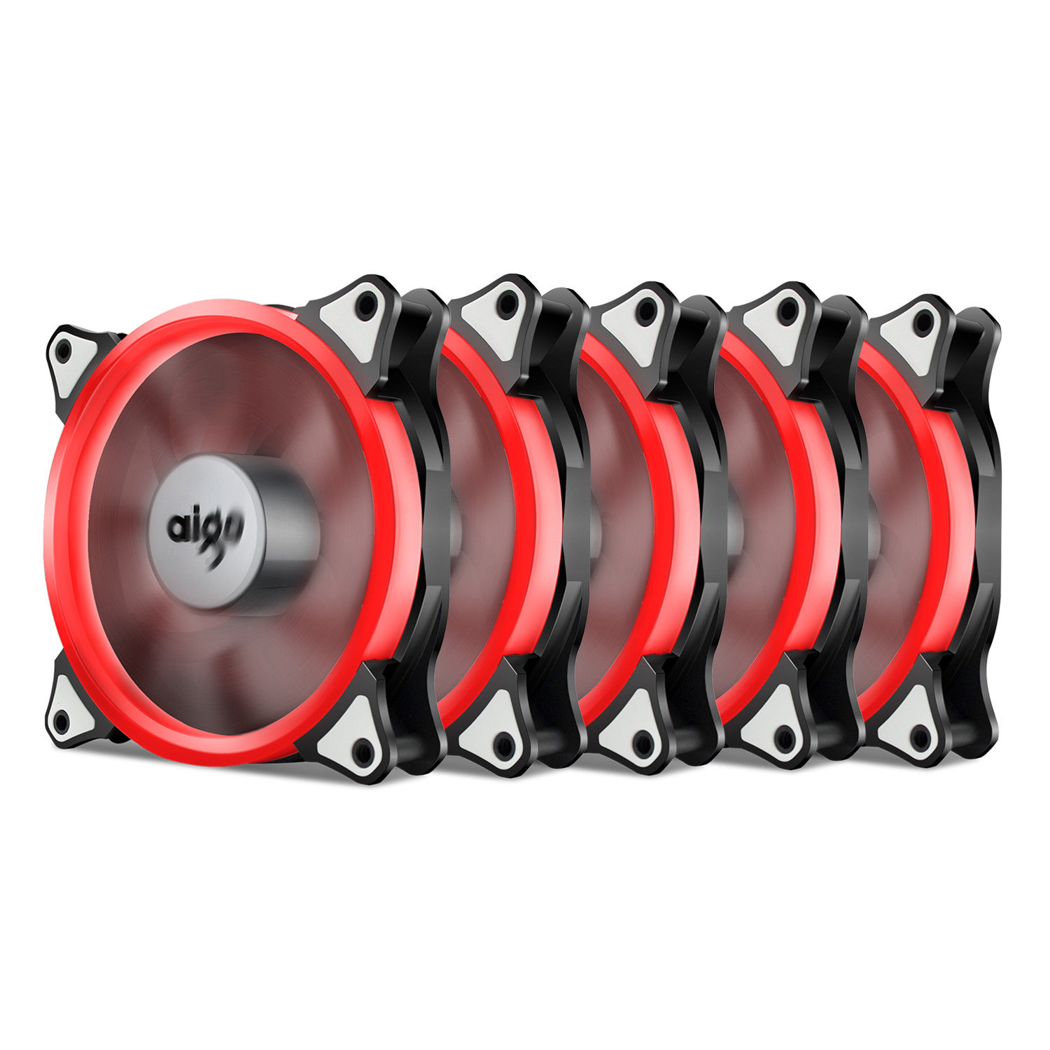 5PCS Aigo Blue Halo LED 120mm PC Computer Case Cooling Quite Clear Fan Mod