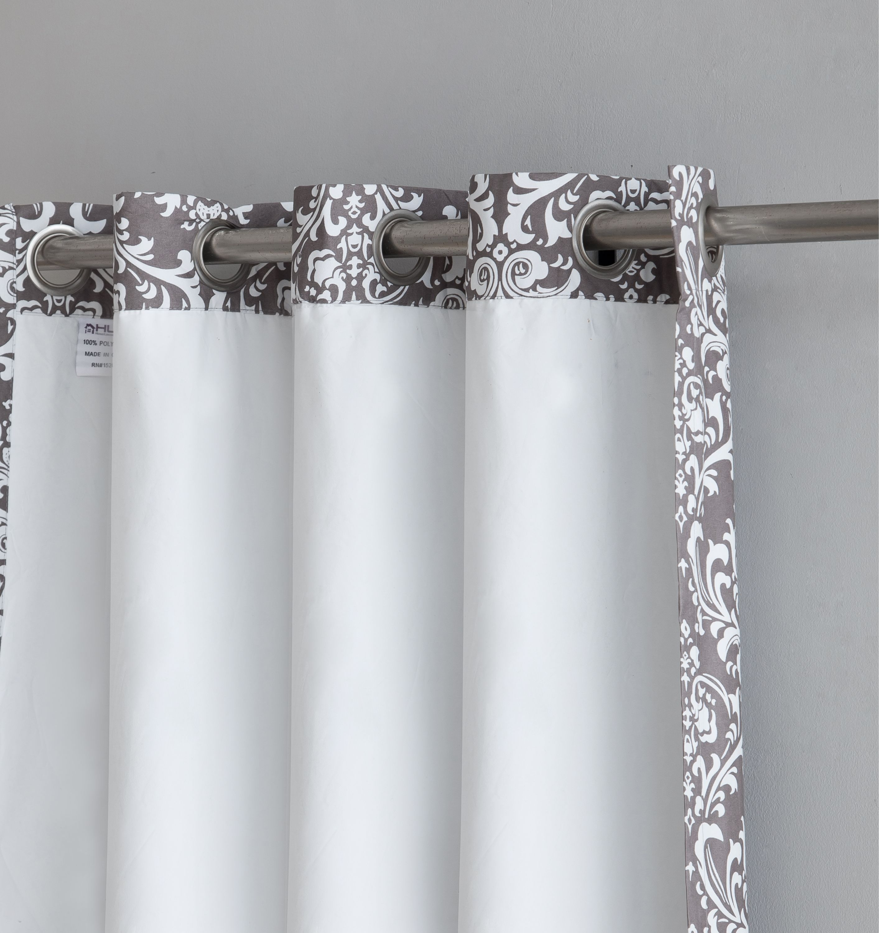 Lille Damask Print 100 Blackout Curtains Grommet Privacy Curtains
