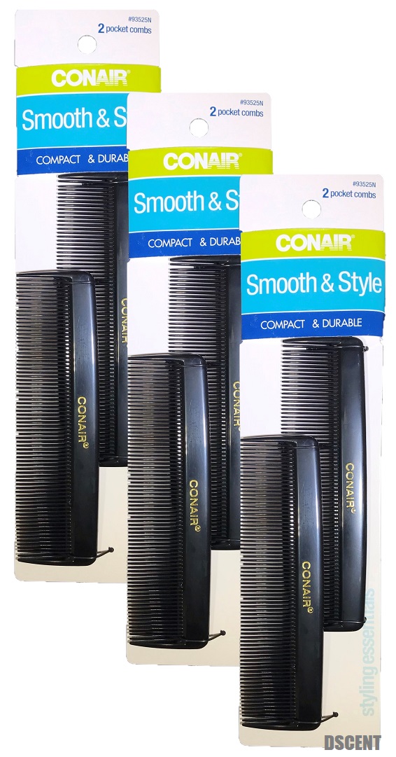 3 Pack Conair Smooth & Styling Compact & Durable Set of 2 5" Pocket Hair Comb eBay