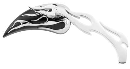 BC Chrome Side Mirror Pair Teardrop Flame Style
