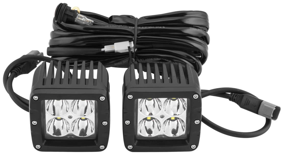 QuadBoss LED 3in Pod Spot Light Pair w Harness and Switch 2
