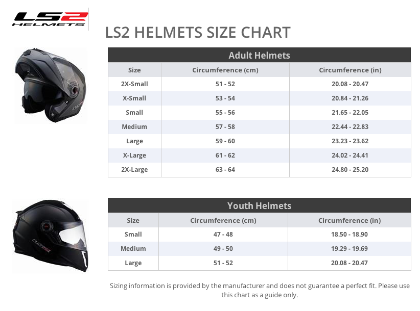 Ls2 helmet size chart Clearance