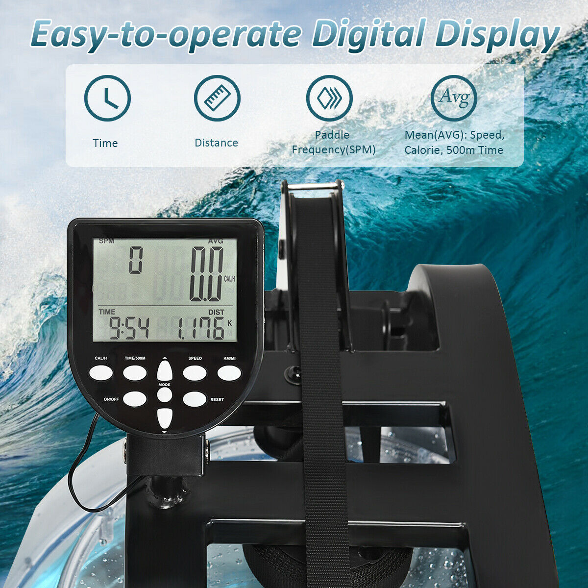 Health Fitness Water Rowing Machine Rower Adjustable Resistance Home