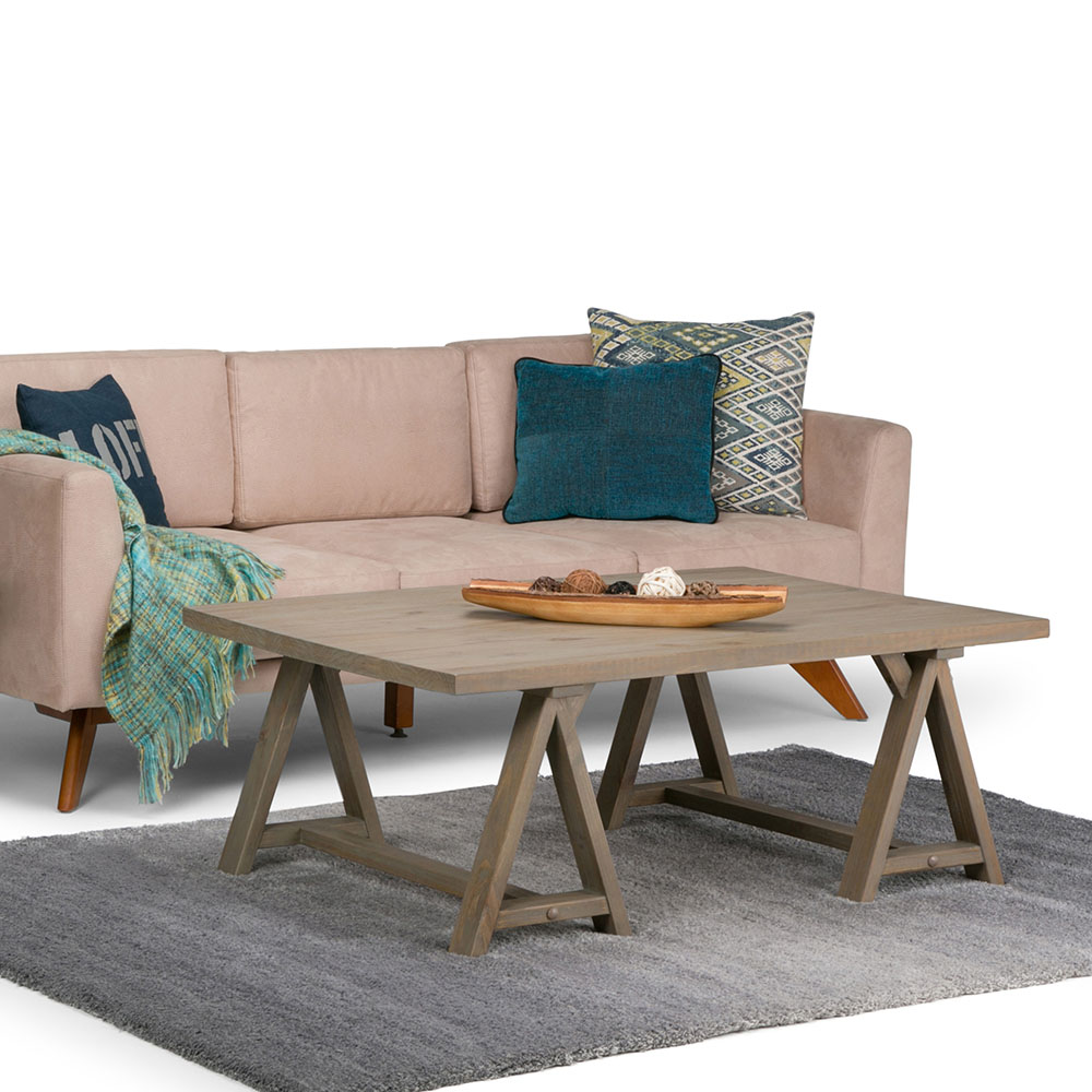 Details About Sawhorse Solid Wood Coffee Table