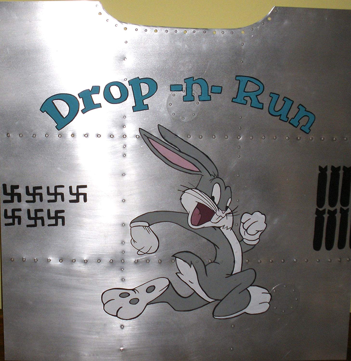 WWII hand painted large airplane nose art panel reproductionBugs Bunny