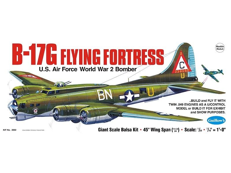 Guillow's Balsa Model Airplane Kit WW II Boeing B17G Flying Fortress