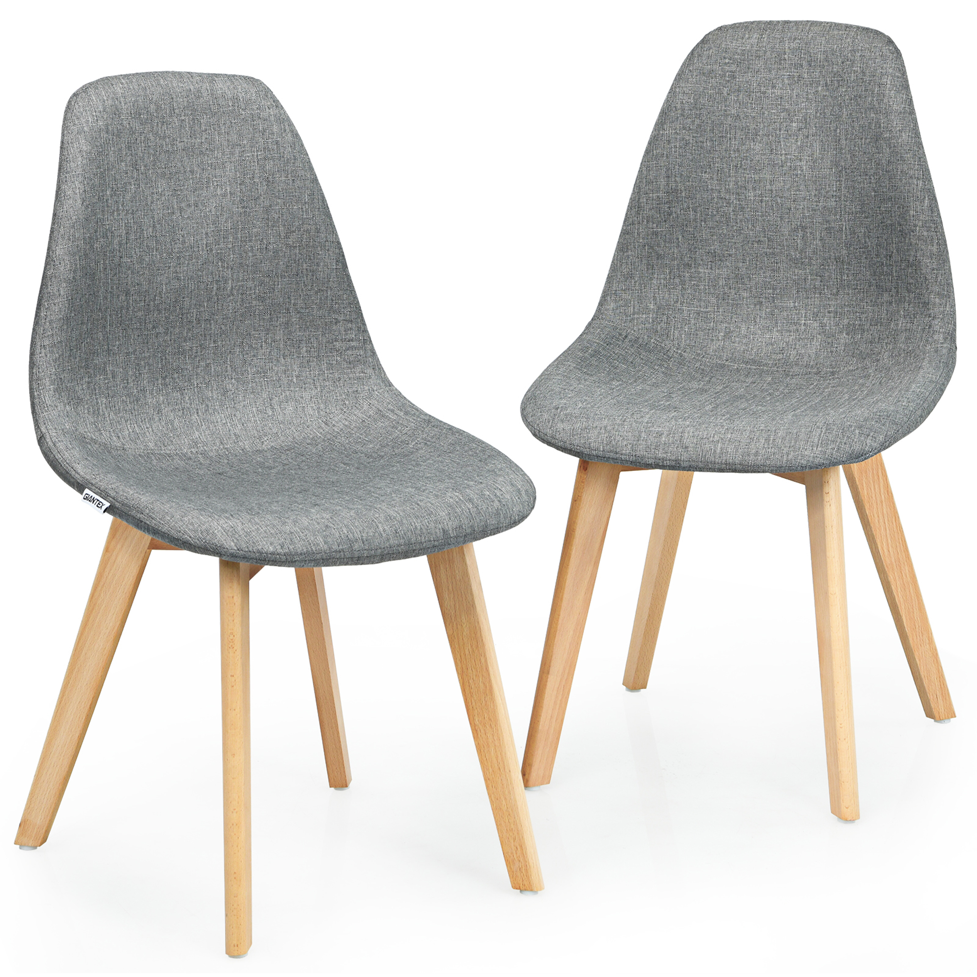 Set of 4 Dining Chairs Fabric Cushion Kitchen Side Chairs Gray - Picture 7 of 10