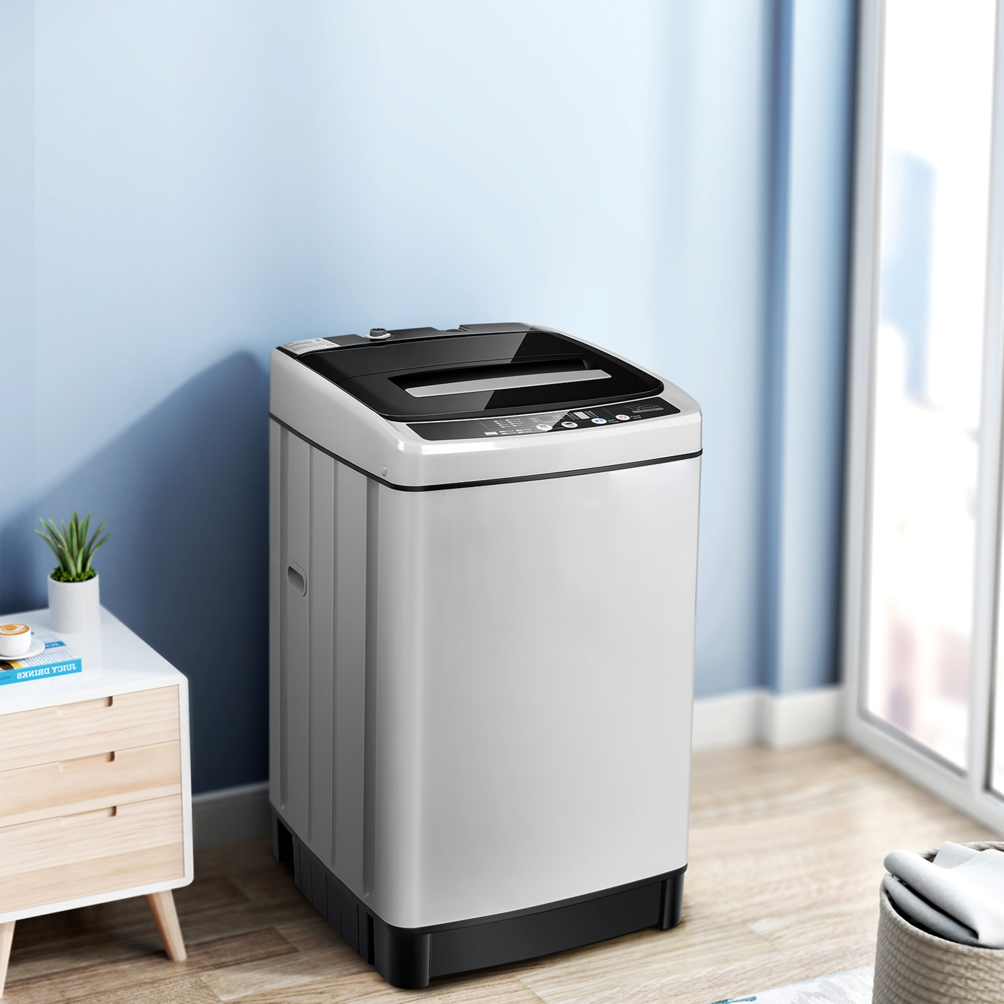Topbuy Compact Full-automatic Washing Machine Laundry Washer w/ 11 lbs Capacity
