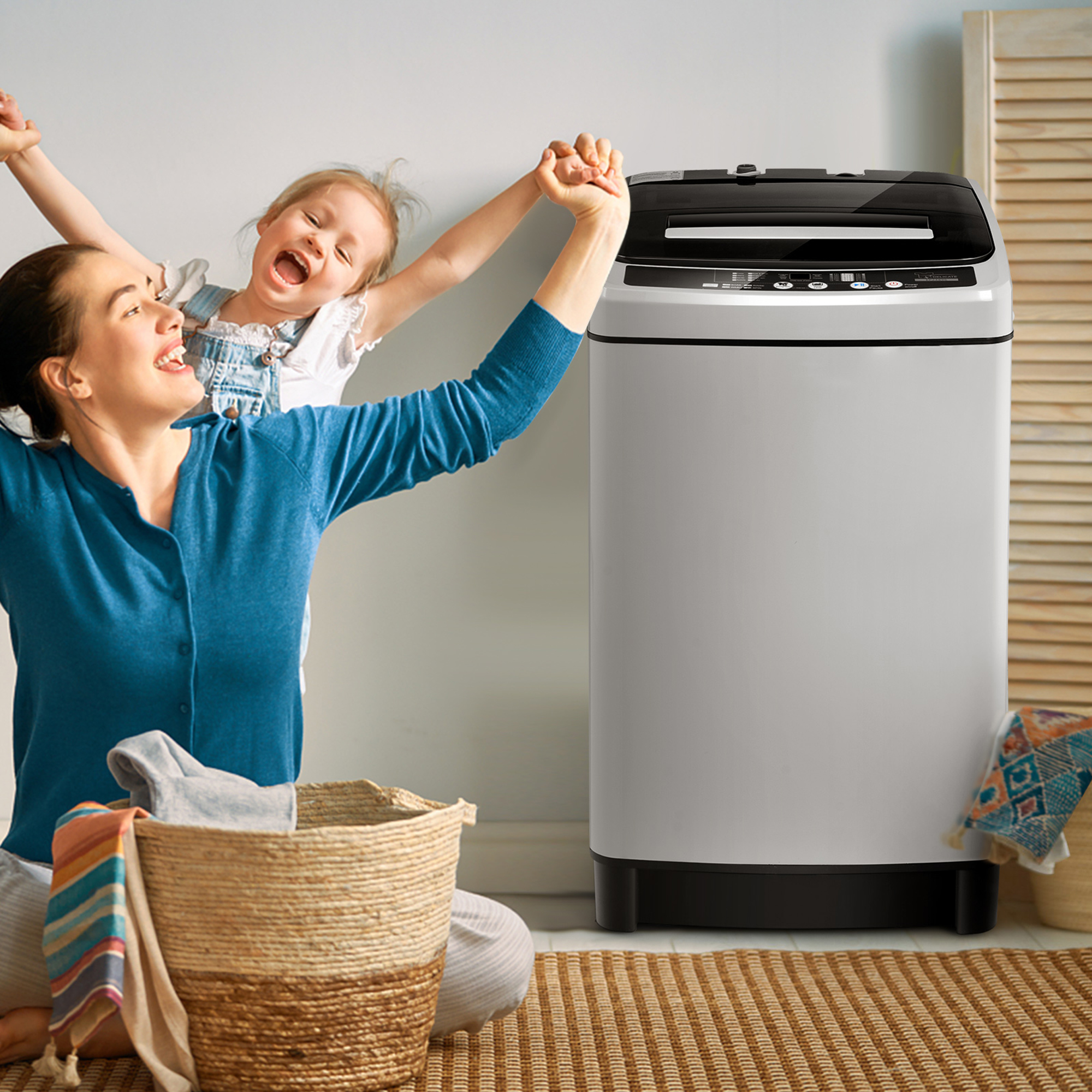 Topbuy Compact Full-automatic Washing Machine Laundry Washer w/ 11 lbs Capacity
