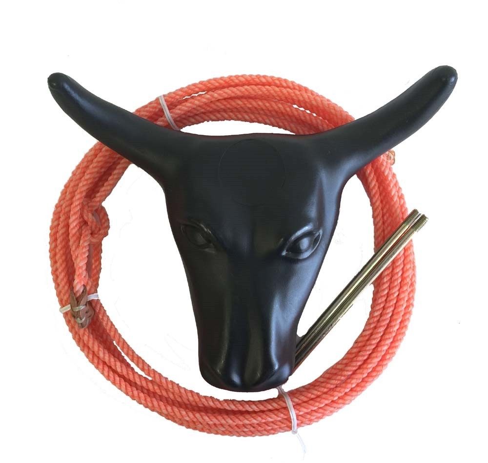 Kids Roping Practice Steer Head Dummy Lariat Set Hay Spikes Rodeo Pink