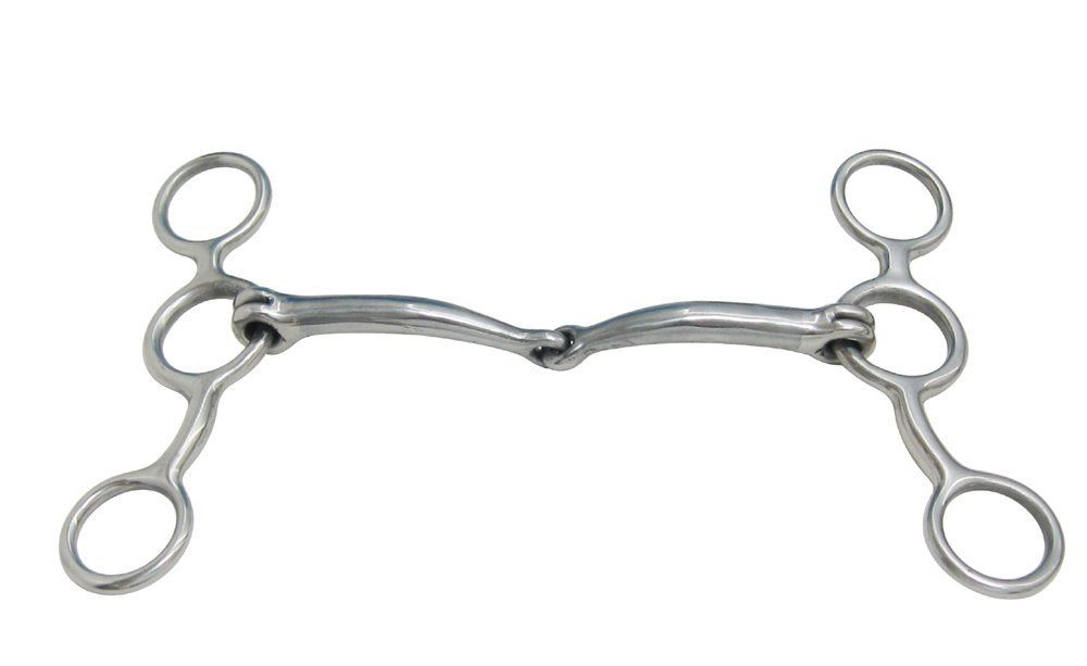 Jr Cowhorse Bit 5.5" Curved Sweet Iron Snaffle Mouth Sliding Gag Short
