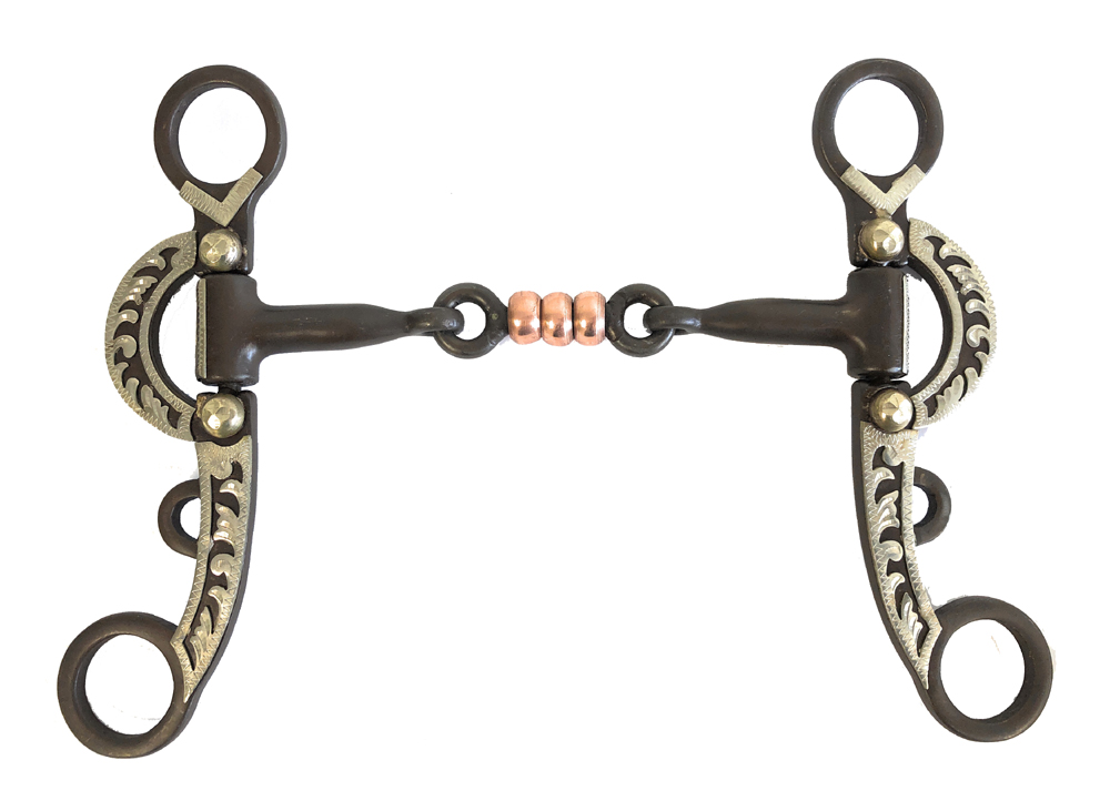 Argentine Show Horse Bit Three Piece Copper Dog Bone Snaffle Sweet Iron