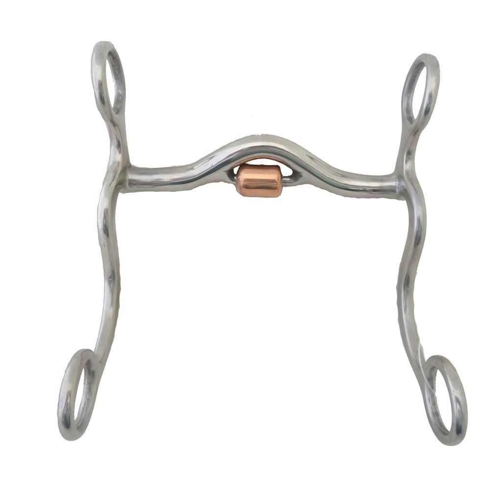 S Shank Low Port Horse Bit with Copper Roller Stainless Steel 5 Inch