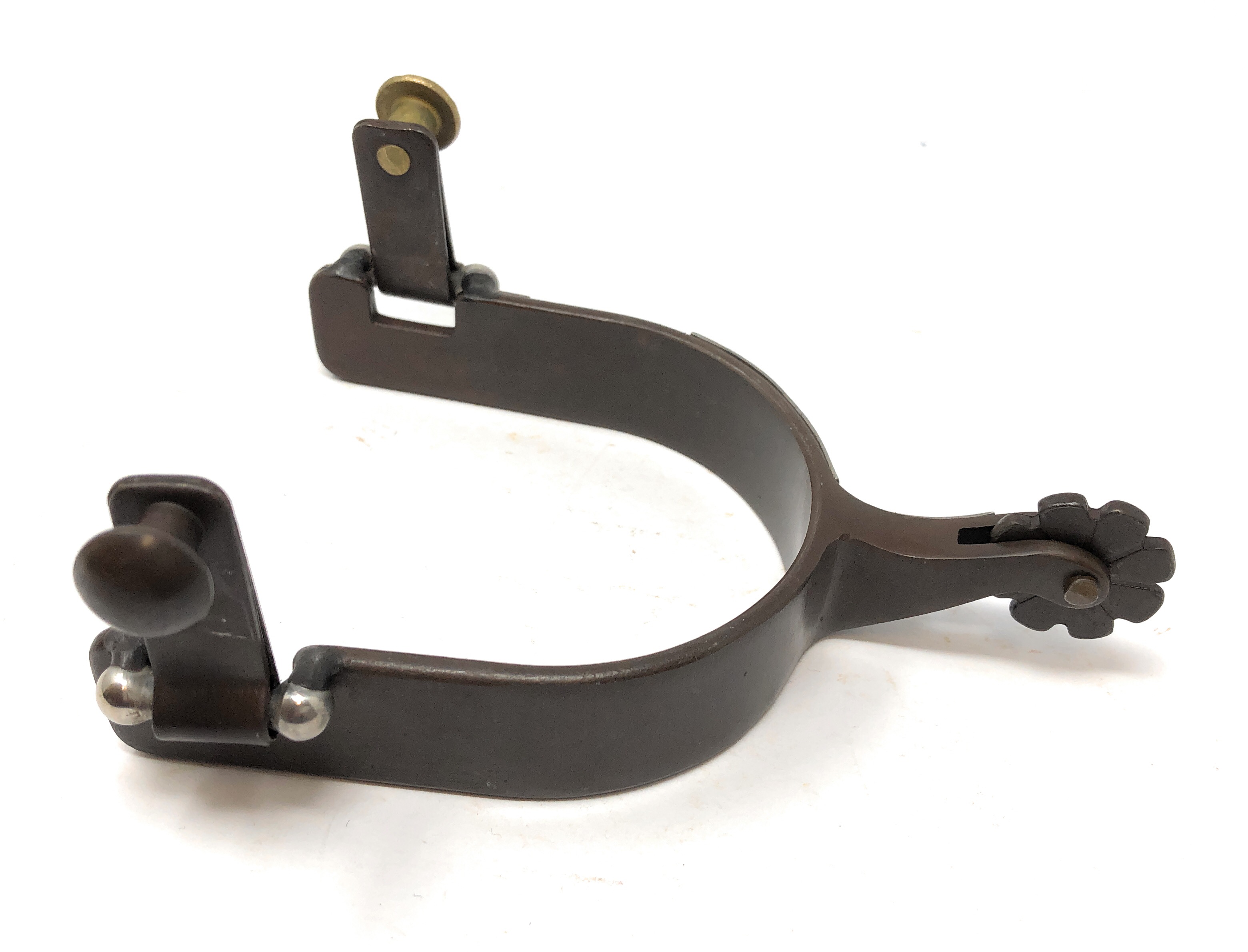 Western Show Spurs Team Roping Silver Engraving Antique Brown Color