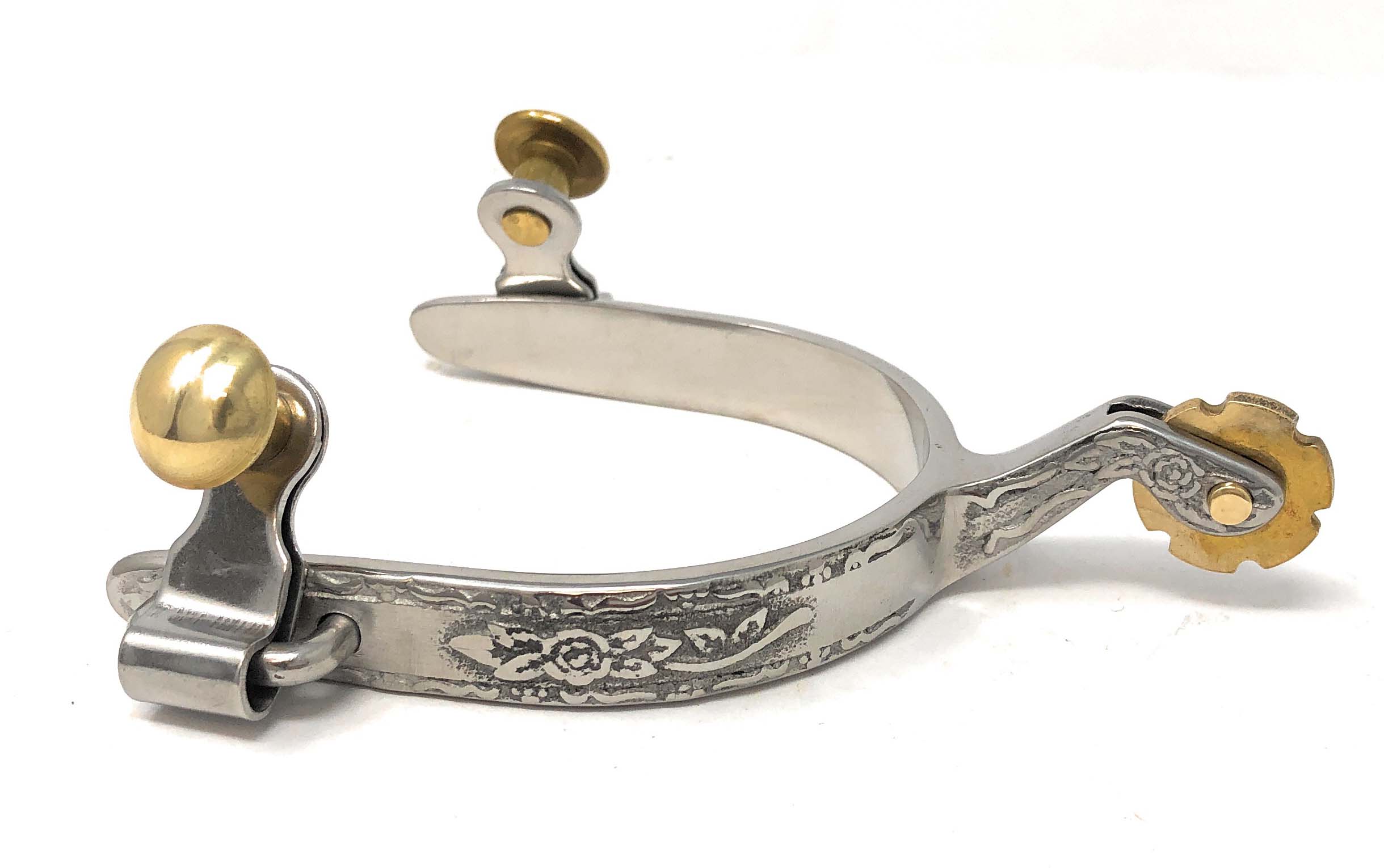 Rose Engraving Horse Roping Show Spurs Ladies Youth Size Brass Rowels