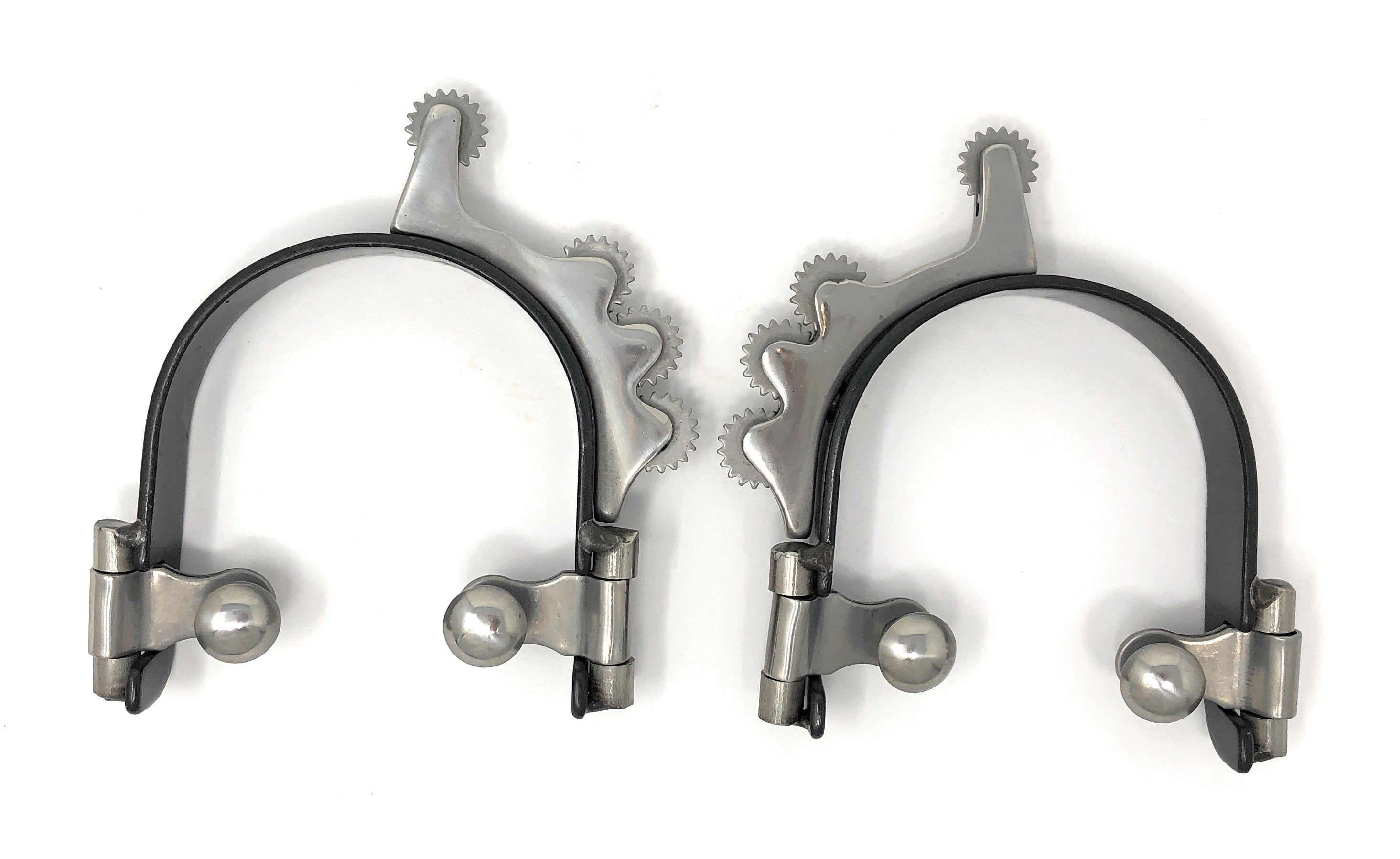 Barrel Racing Bumper Spurs with Horizontal Rowels Black Steel Mens