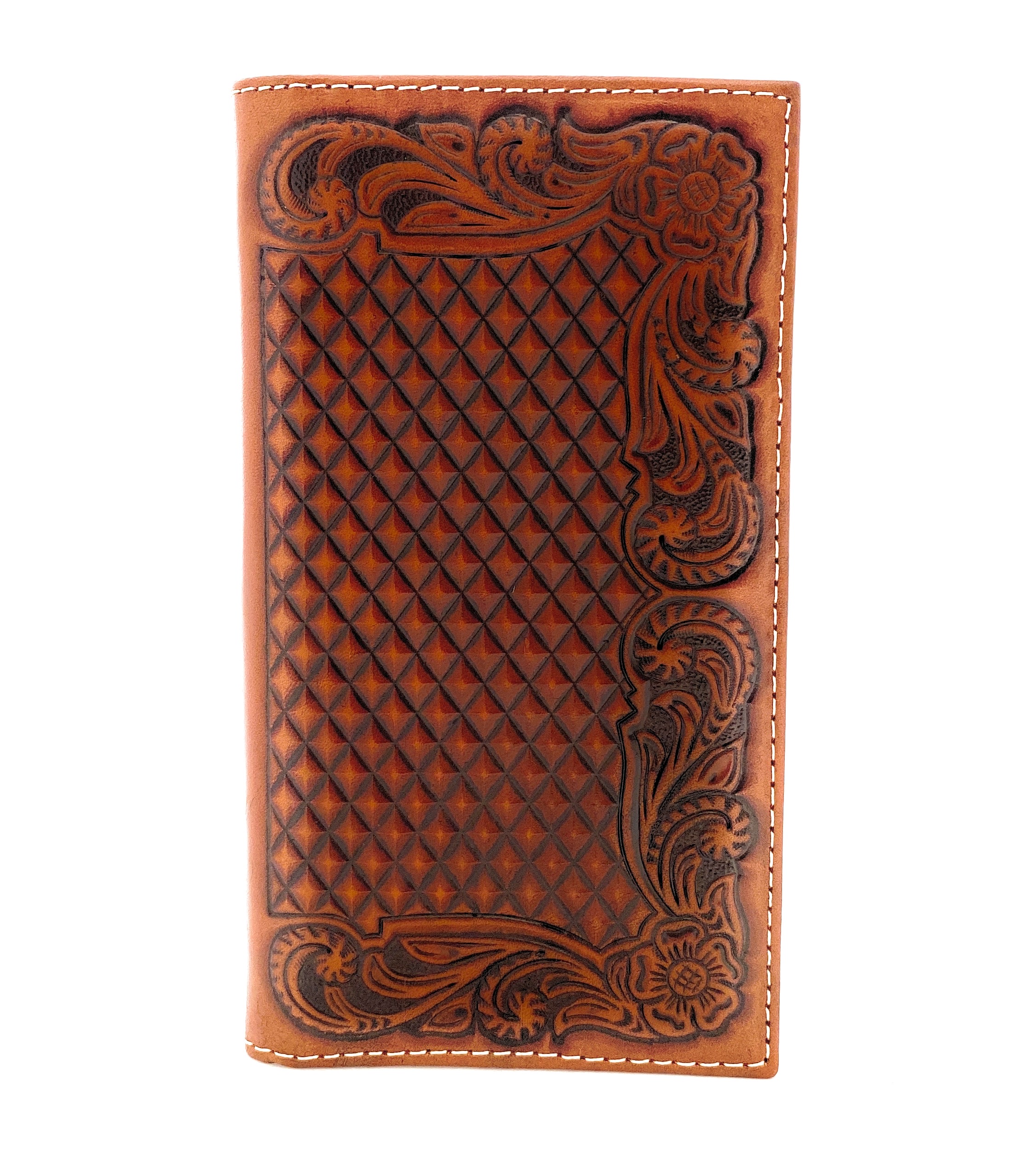 Ariat Mens Tan Leather Rodeo Wallet Basketweave Embossed 701340670549 eBay