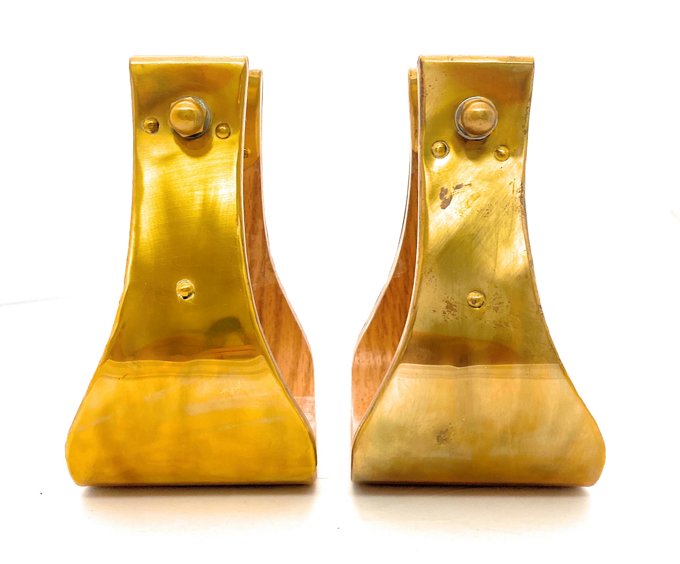 Solid Brass Bound Wooden Stirrups