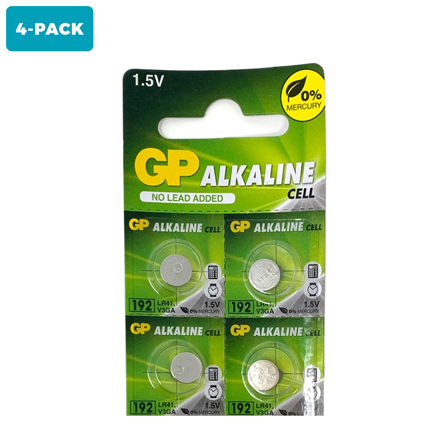 4 x GP Alkaline 192 LR41 batteries 1.5V V3GA 192A GP192 SR41SW SR41