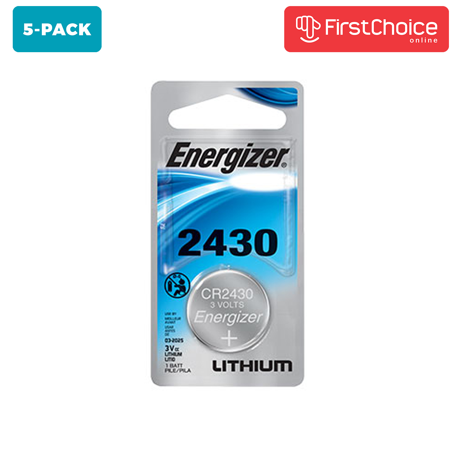 5 Energizer CR2430 3V Lithium Coin Cell Battery Replacement ECR2430BP