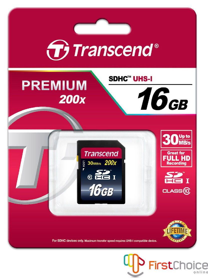 Transcend 16GB Premium 200x Class10 Micro SDHC UHS-I Memory Card | eBay