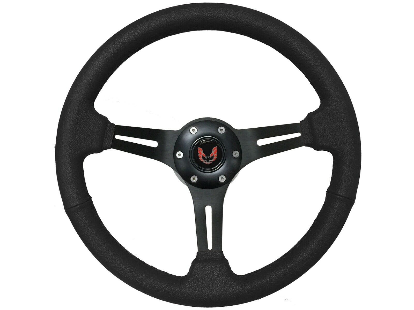 Firebird VSW S6 1969-94 kit de volante de cuero negro, emblema rojo - Imagen 2 de 9