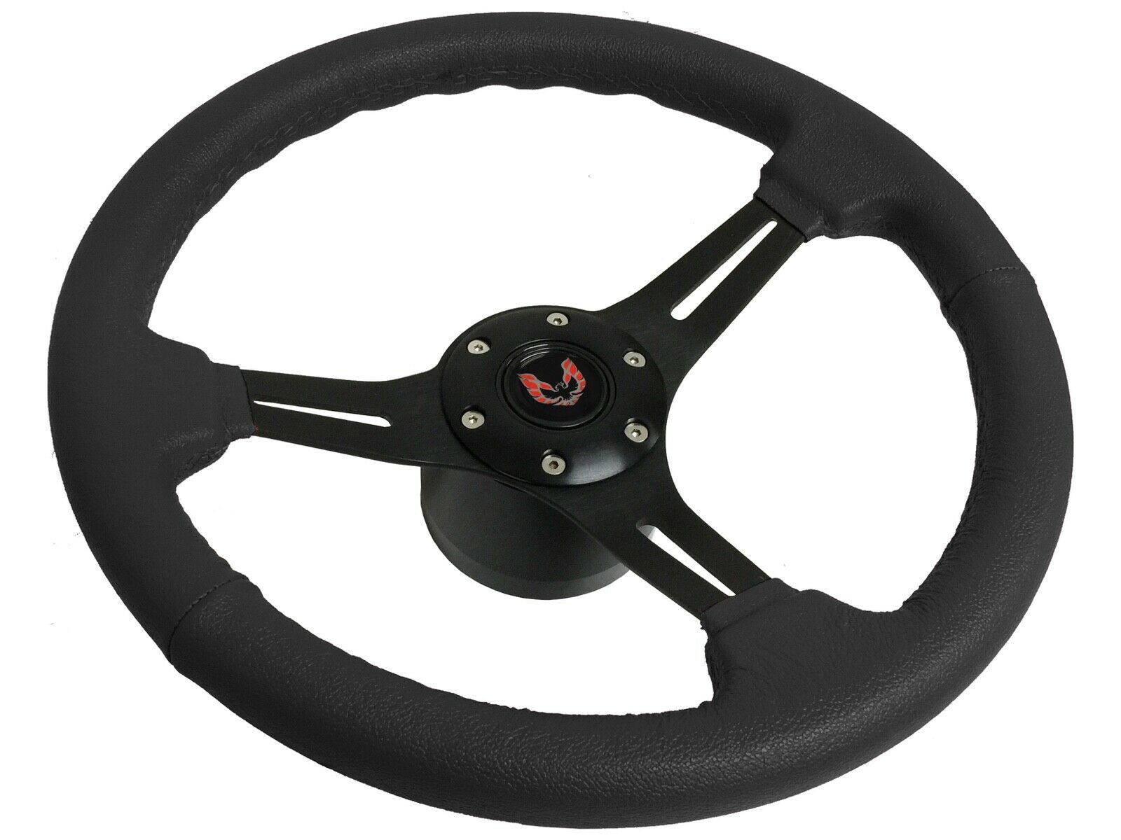 Firebird VSW S6 1969-94 kit de volante de cuero negro, emblema rojo - Imagen 3 de 9