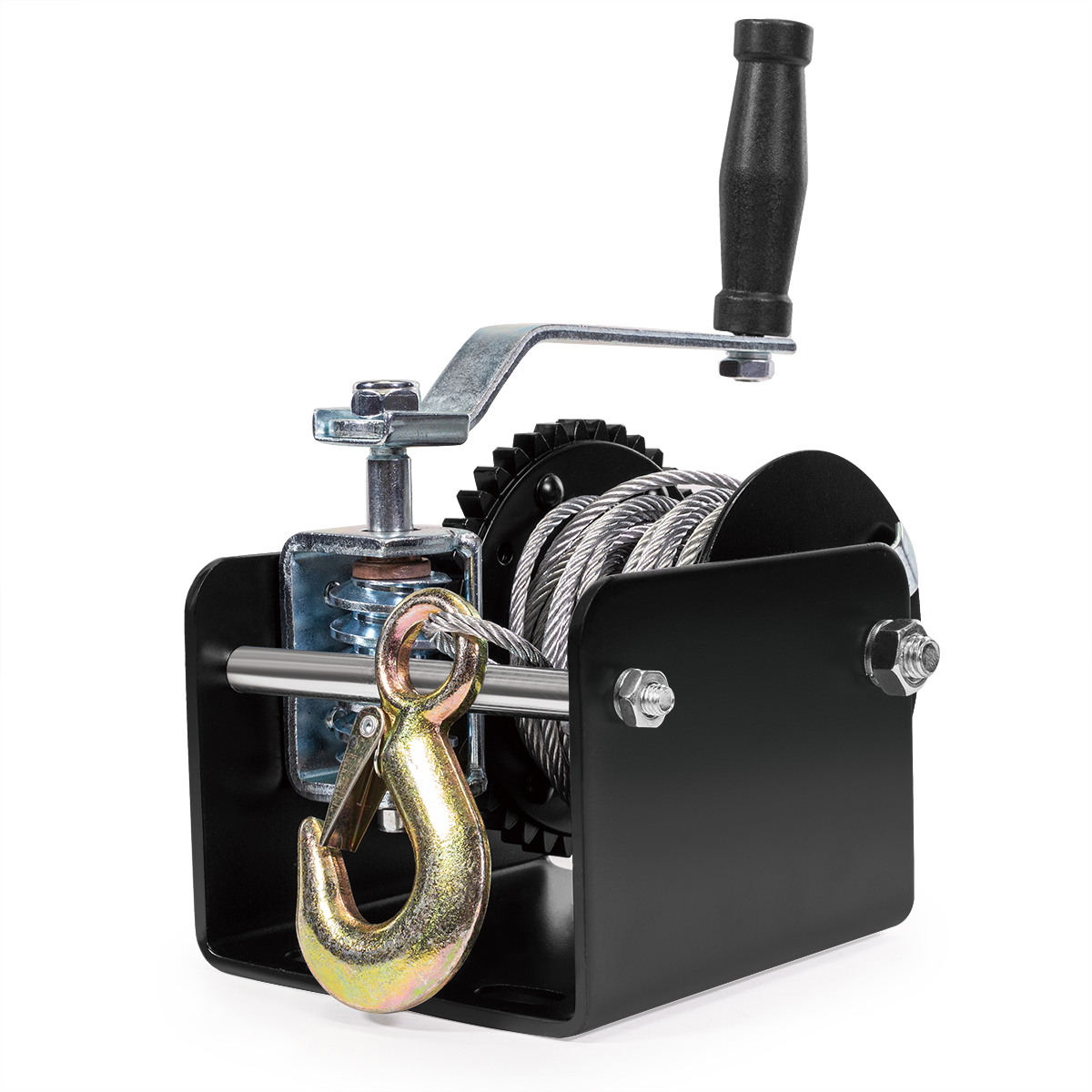 2000LBS Capacity Worm Gear Portable or Mountable Hand Crank Winch Truck