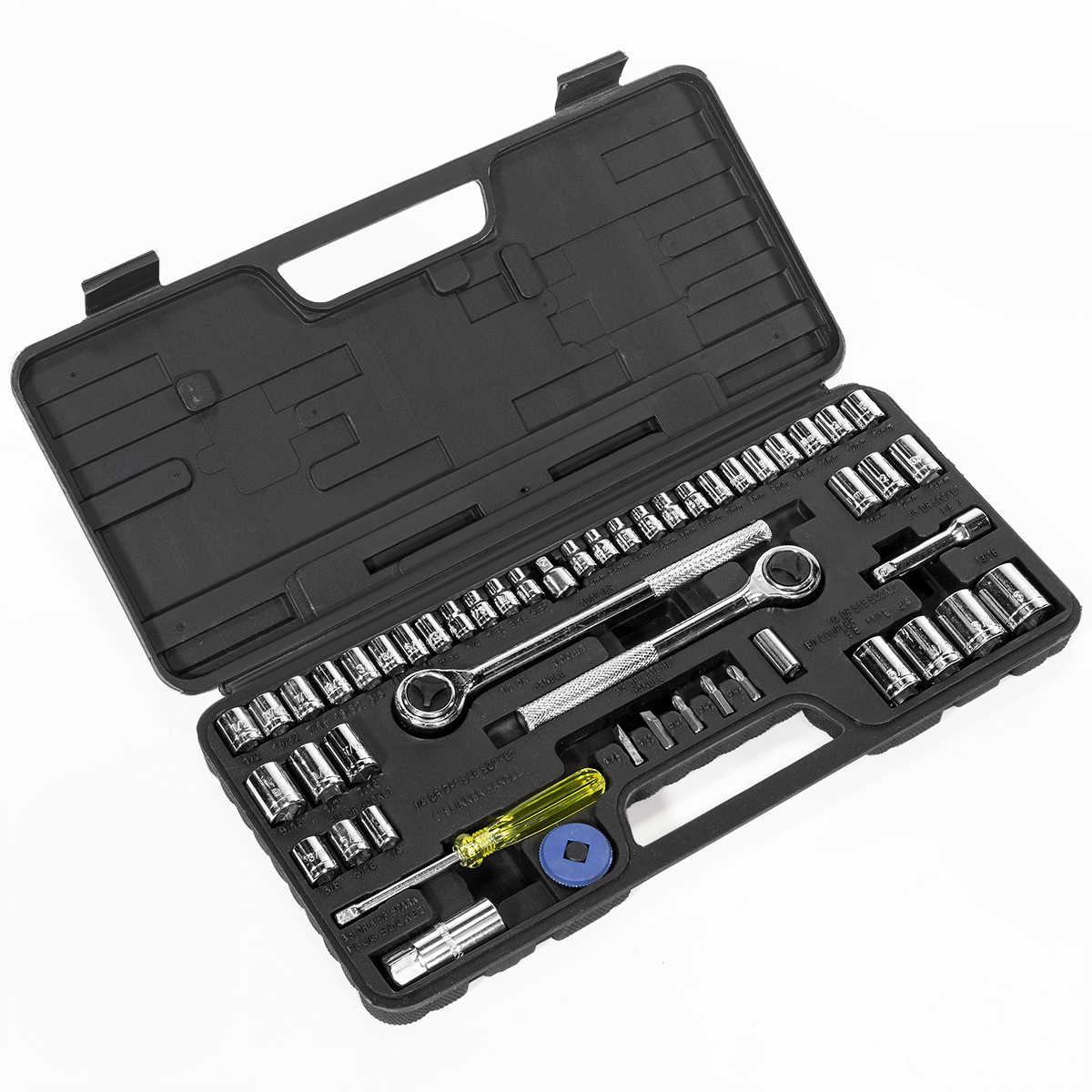 52pc Ratchet /& Socket Set SAE Metric 1//4/" 3//8/" 1//2/" Drive w//Case Mechanics New
