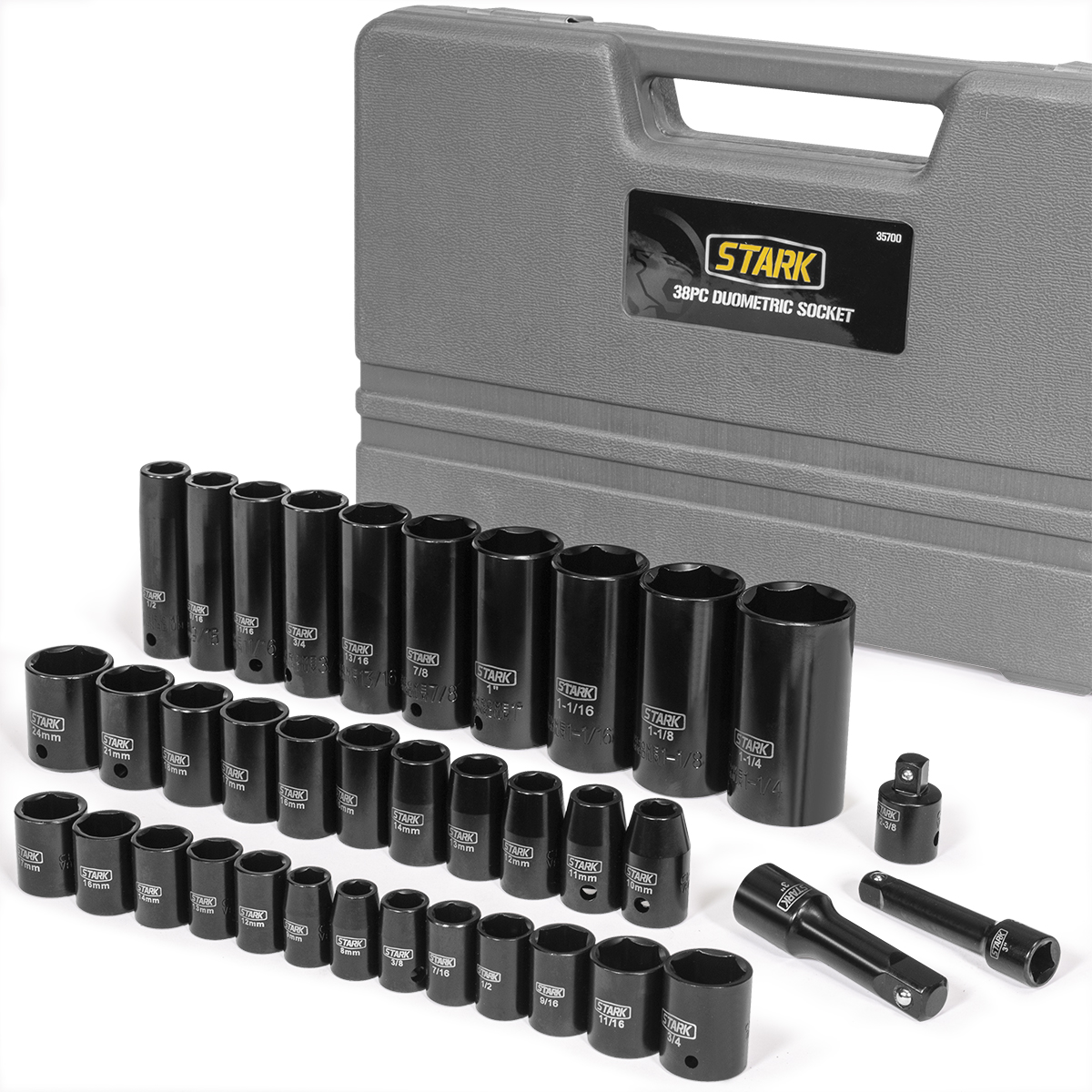 38PC Duo Combo Impact Socket Set 3/8" 1/2" Deep & Shallow Flank Drive Metric SAE eBay