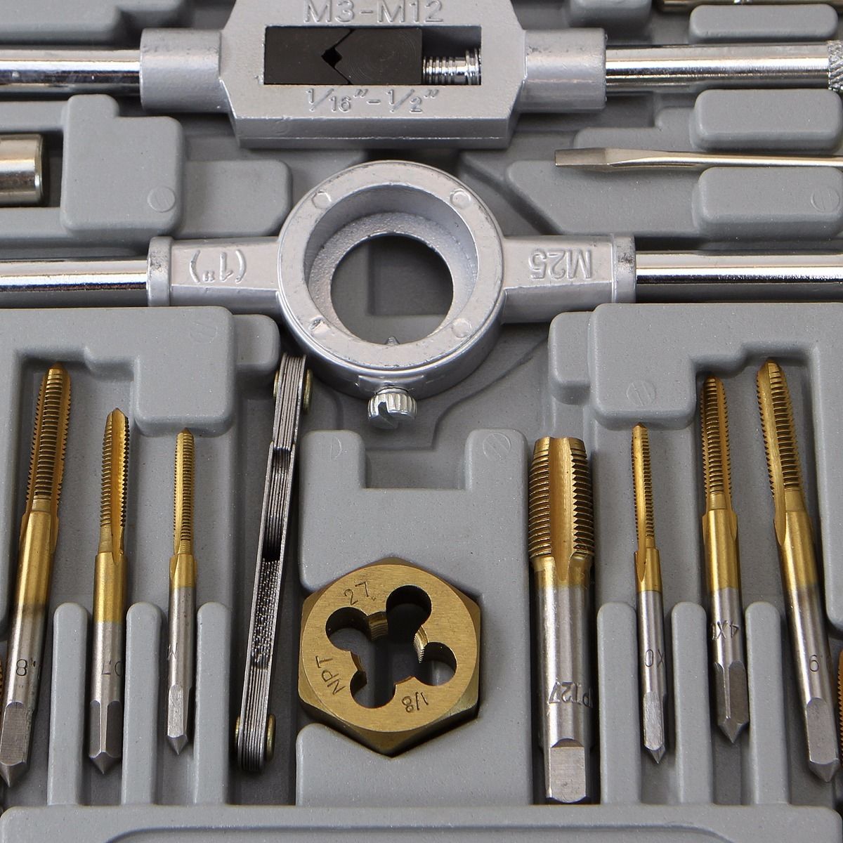 40 Pcs Titanium Nitride Coated Tap & Die Hexagon SAE Remover Bolt Screw