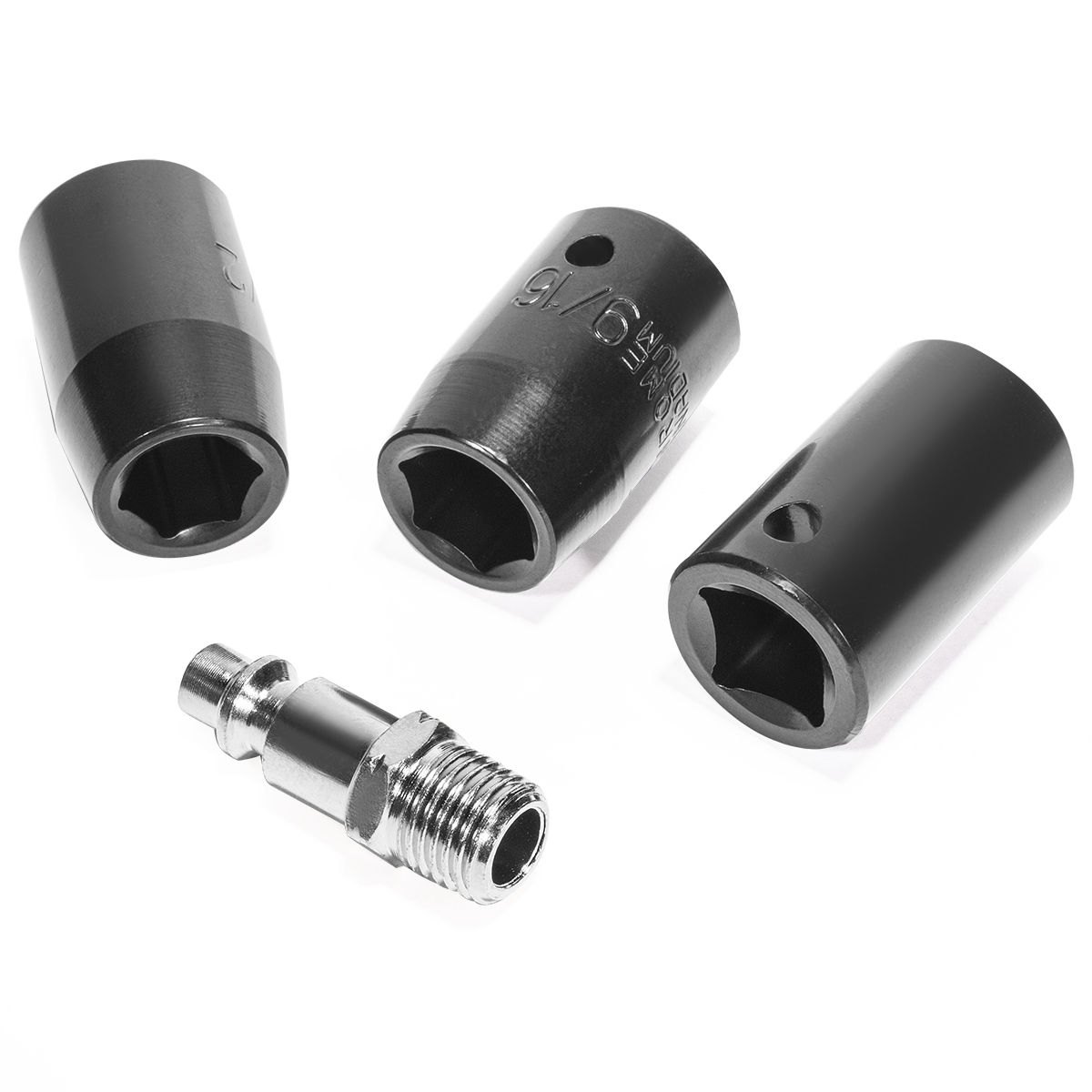 1/2" Drive Air Impact Gun Extended Anvil with (3) Socket Set Wrench