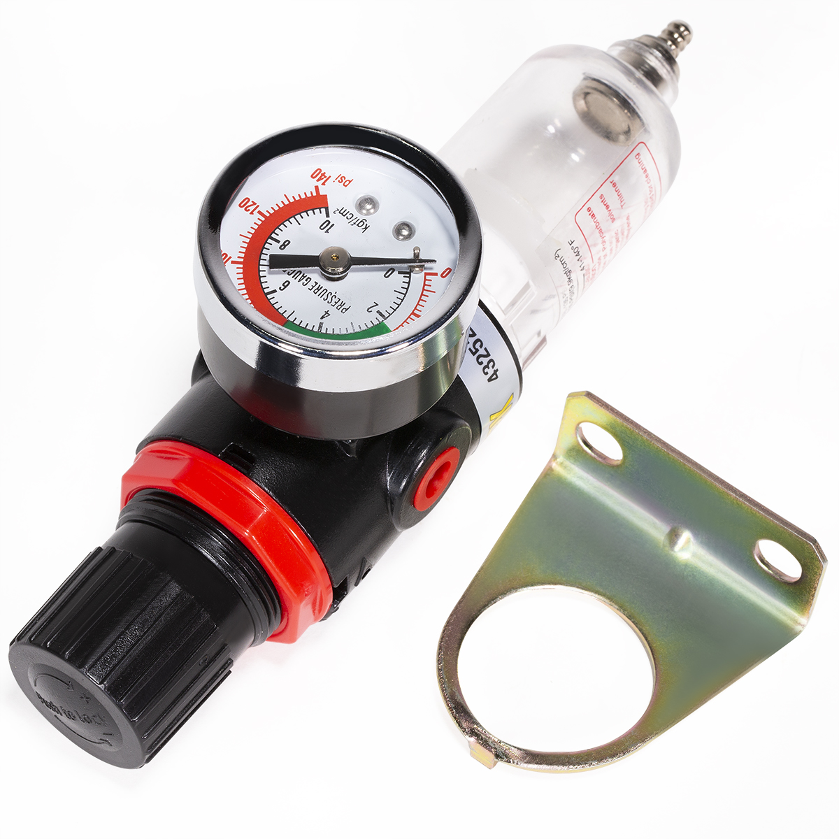 Compressed Air Filter//Pressure Regulator 1//4 Airbrush w//gauge /& bracket