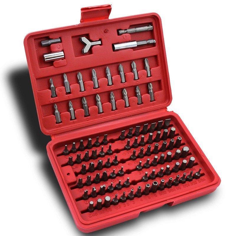 100pc Security Bit Set Metric & SAE Tamper Proof Torx Star Hex Key